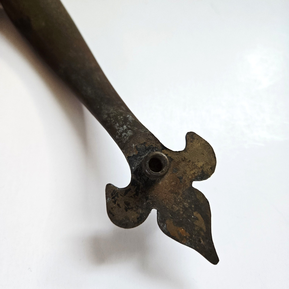 Antique Brass Door Pull Thumb Press Handle Fleur De Lis Victorian Reclaimed 11" - Picture 14 of 14